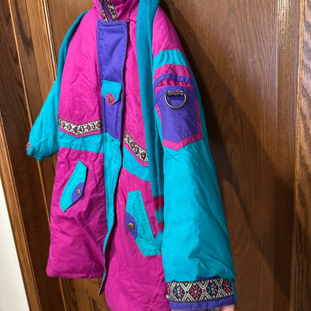 Kids Vintage Ski Jacket Snowboard Coat‎ Retro 80s 90s Colorful Size 6 - Picture 6 of 10